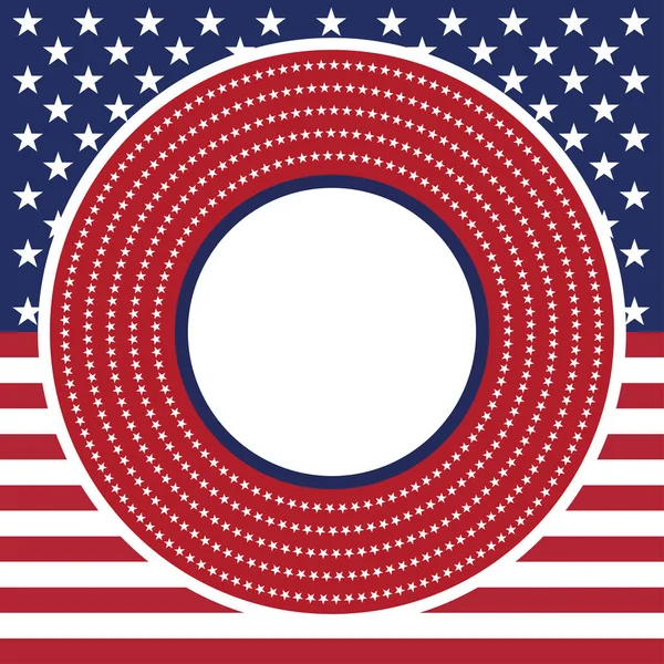 USA star vector pattern round frame. American patriotic circle border with stars and stripes pattern. — Stock Vector