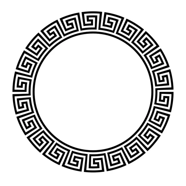 Greek key round frame. Typical egyptian, assyrian and greek motives circle border. — Stock Vector