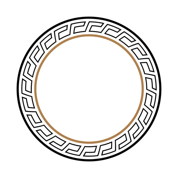 Cadre rond à clé grecque. Motifs typiques égyptiens, assyriens et grecs bordure cercle . — Image vectorielle