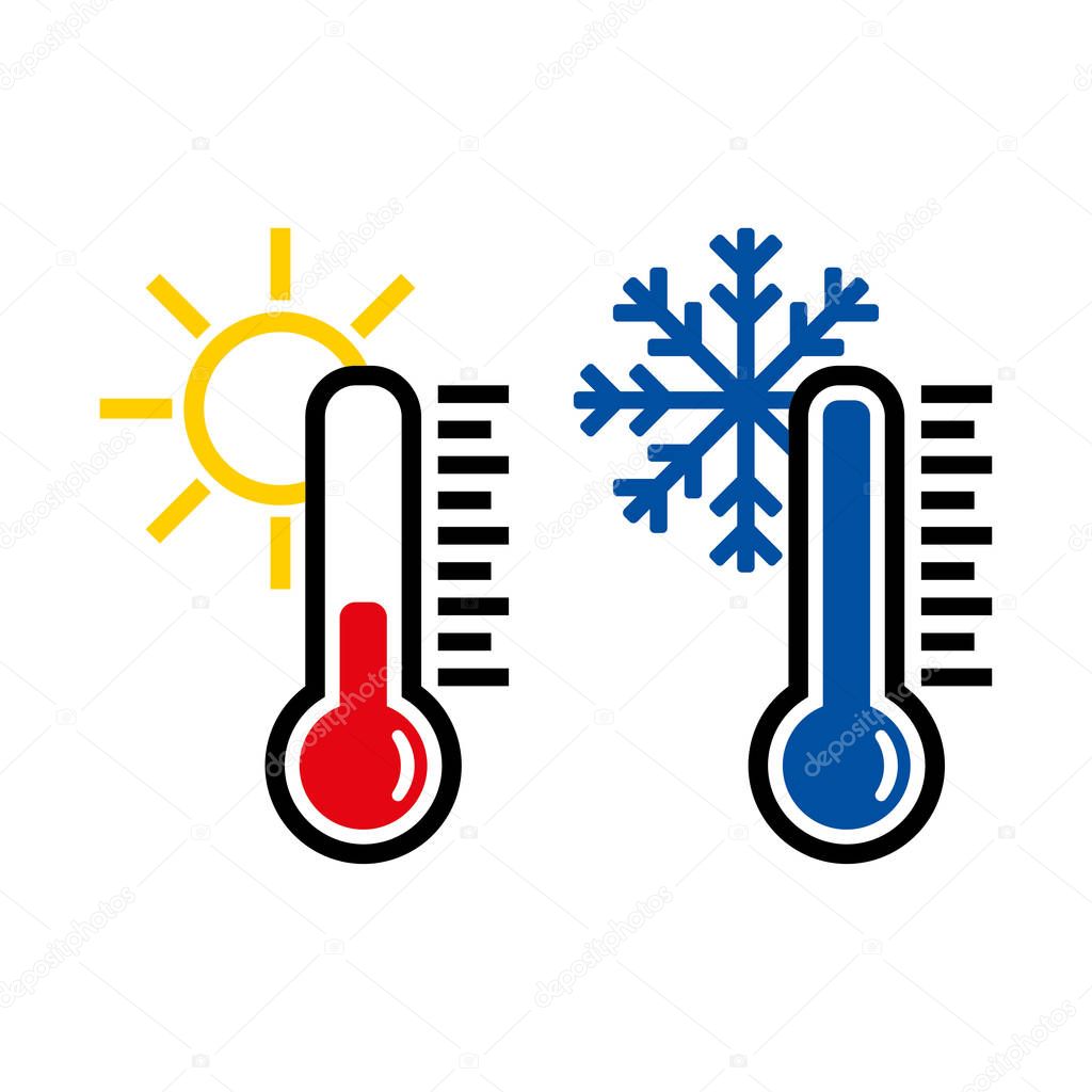 Thermometer icon or temperature symbol or emblem