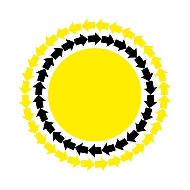 Vektör soyut siyah sarı oklar yuvarlak çerçeve.