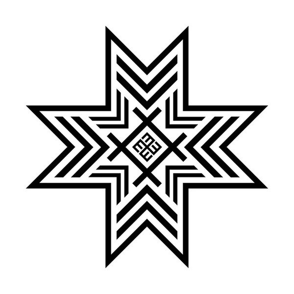 Vecchia stella folcloristica baltica o simbolo di fiocco di neve di fiore . — Vettoriale Stock