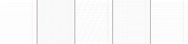 School notebook vertical paper sheets pattern set. — Stock Vector