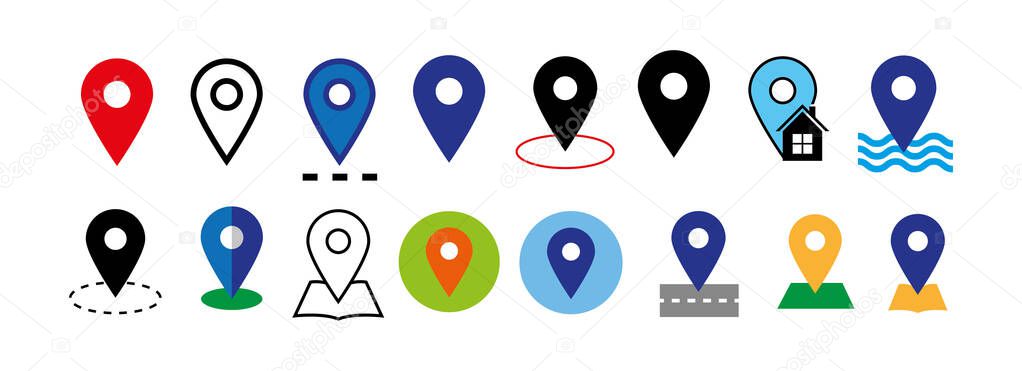 Placeholder flat symbol set, location vector icons