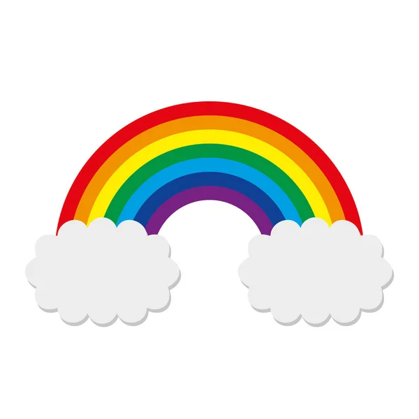 Symbole arc-en-ciel vectoriel coloré avec nuages gris — Image vectorielle
