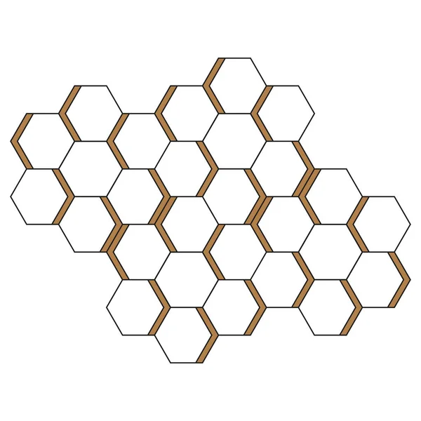 Branco dourado favo de mel hexagonal arte parede textura — Vetor de Stock