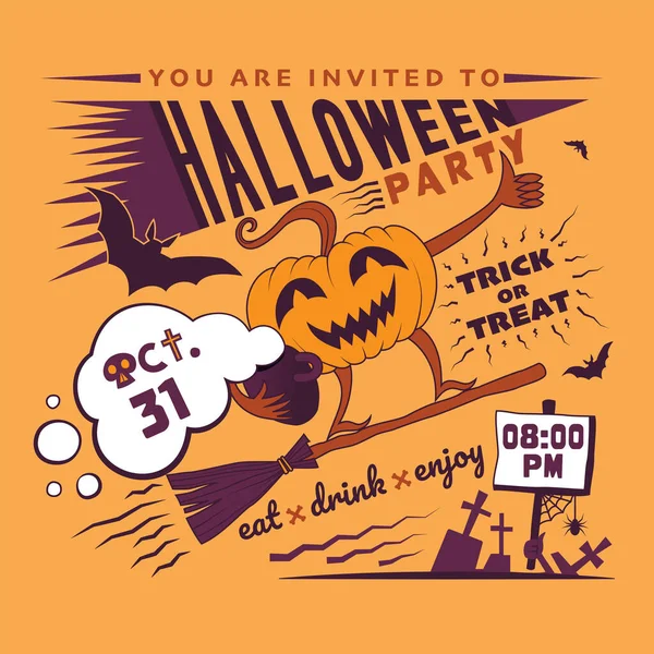 Einladung zur Halloween-Party — Stockvektor