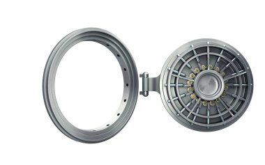 Büyük bir açık kasa kapısı arka plan yüksek çözünürlükte 3d render