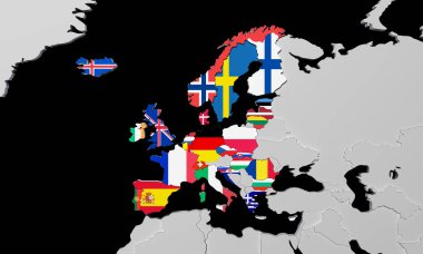 Avrupa ekonomik alanı 3d render harita