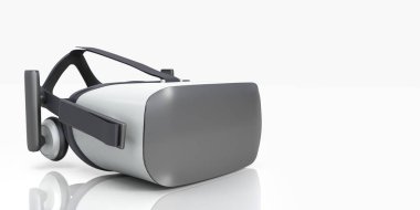 Siyah ve Beyaz VR Sanal Gerçeklik Kulaklığı Beyaz Arkaplan 3 boyutlu Görüntü 'de izole edildi