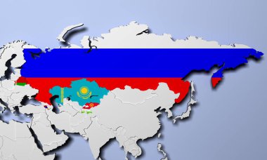  Toplu Güvenlik Antlaşması Örgütü üzerinde harita 3d çizim