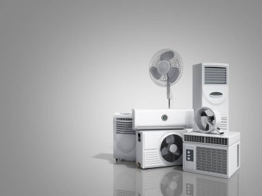 Klima donanımları 3d rensder greybackground üzerinde