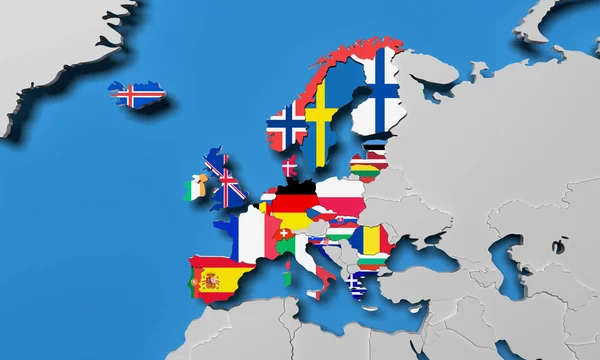 Europeiska Ekonomiska Samarbetsområdet Render Karta — Stockfoto
