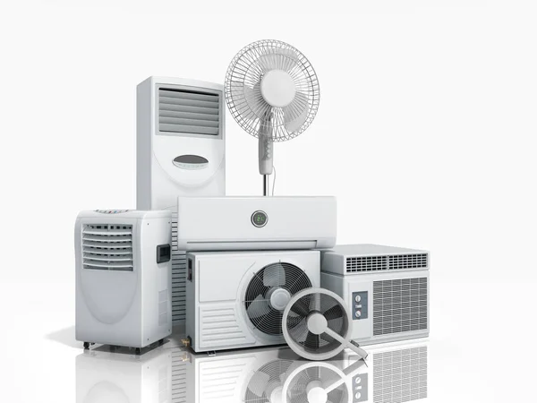 Luftkonditionering Utrustning Rensder Vit Bakgrund — Stockfoto