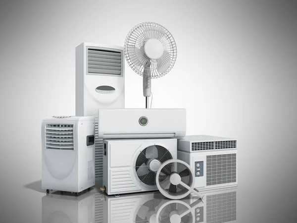 Luftkonditionering Utrustning Rensder Grå Bakgrund — Stockfoto