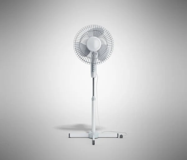 White Electric Fan Render Grey Background — Stock Photo, Image