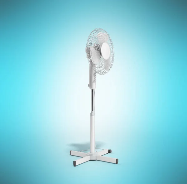 Bílý Elektrický Ventilátor Vykreslení Modrém Pozadí — Stock fotografie