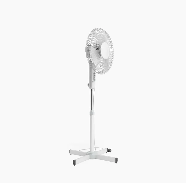 Bílý Elektrický Ventilátor Vykreslení Bílém Pozadí Bez Stínu — Stock fotografie