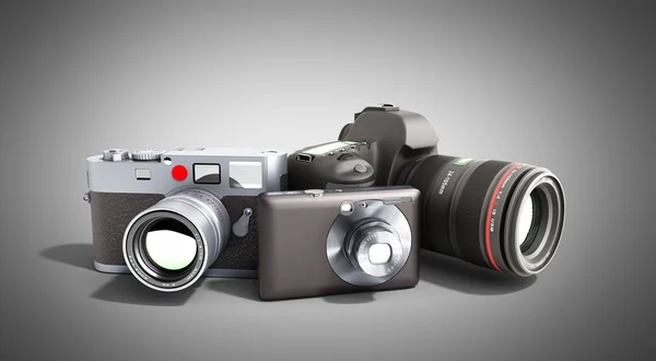 Câmeras Fotográficas Diferentes Classes Renderização Cinza — Fotografia de Stock