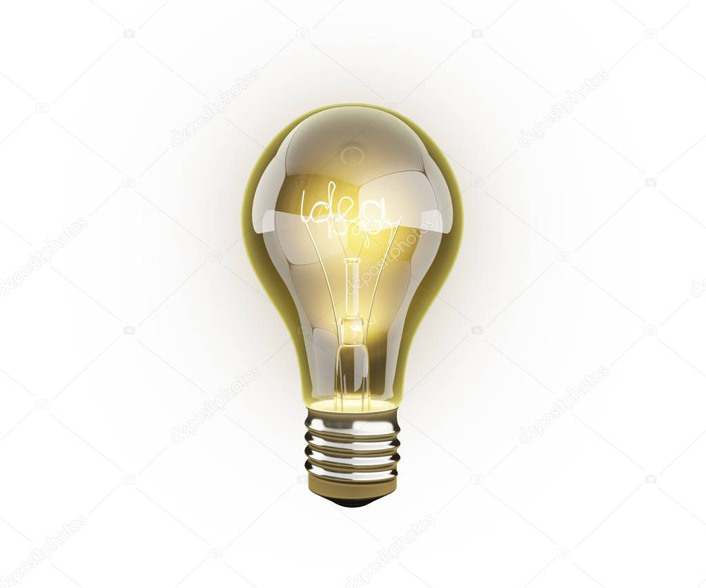 Idea light bulb on white background 3d render