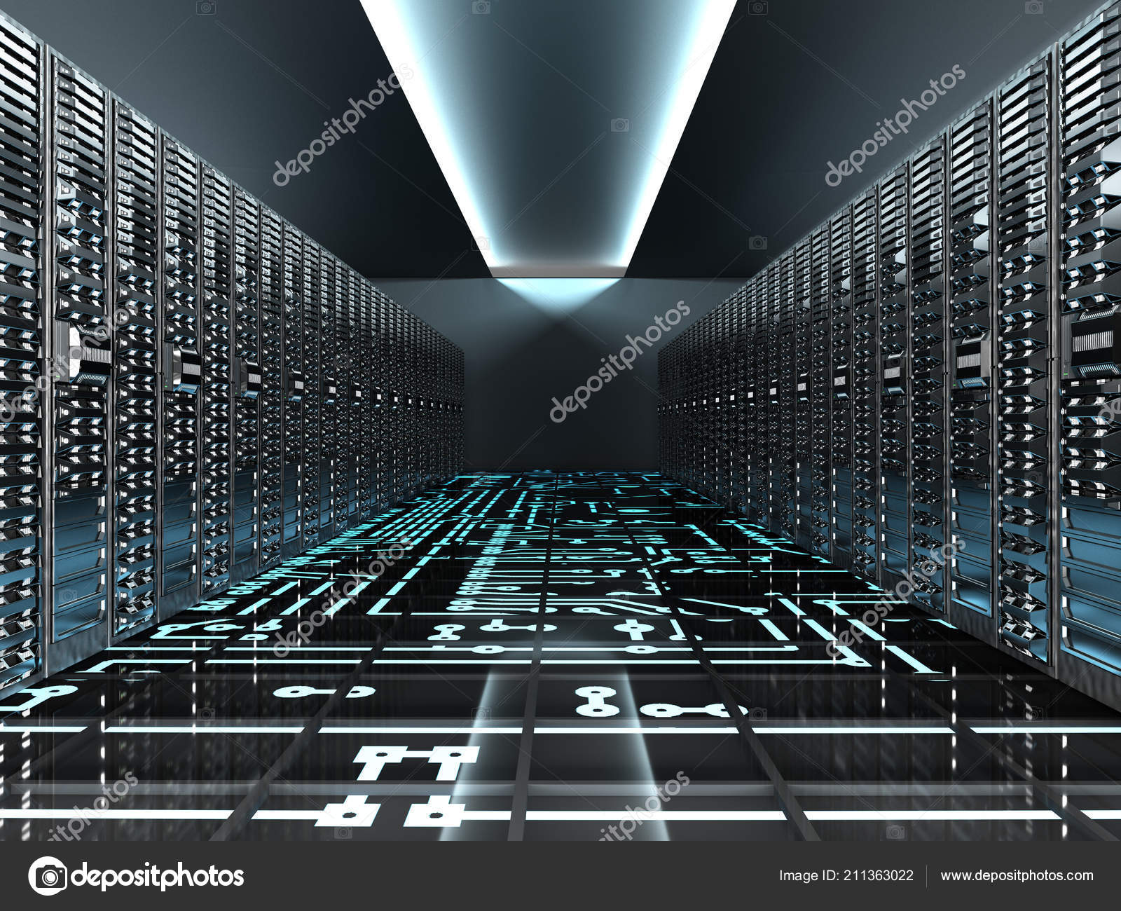 Server Room Datacenter Hosting Services Render Stock Photo