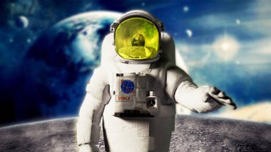 astronot Elemen ts Nasa tarafından döşenmiş bu görüntünün Ay'dan Dünya'ya benziyor 3d render
