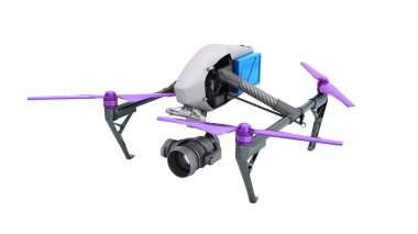 Film kavramı genel tasarım uzaktan kumanda hava uçak uçan 3d render beyaz gölge yok