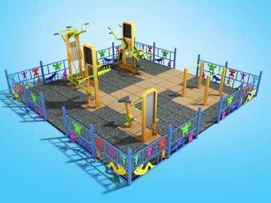 fitness ve worckout 3d render mavi için oyun alanı