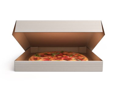 Beyaz üzerine dox 3d render güzel İtalyan pizza 