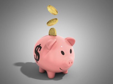tasarruf para domuz doları paralar 3d render Grey kavramı