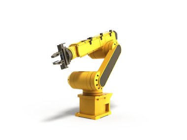 Endüstriyel robot üzerinde beyaz arka plan hiçbir gölge 3d render