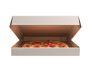 Lezzetli İtalyan pizza dox 3d render üzerinde beyaz arka plan gölge yok