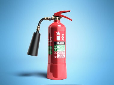 Karbon dioksit yangın söndürücü 3d render mavi zemin üzerine