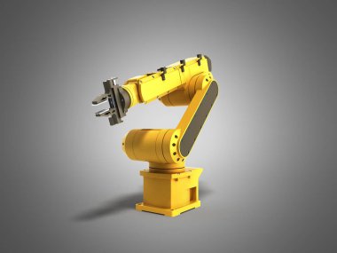Gri arka planda 3d render endüstriyel robot