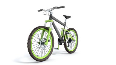 Beyaz arka planda siyah 29er dağ bisikleti