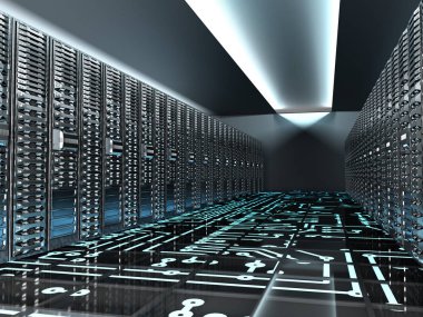 Sunucu odasına datacenter Hosting Hizmetleri 3d render