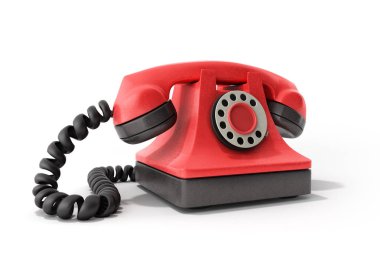Hat kavramı kırmızı vintage telefon aramasý için iletişim sayfası ideal 3d alarak
