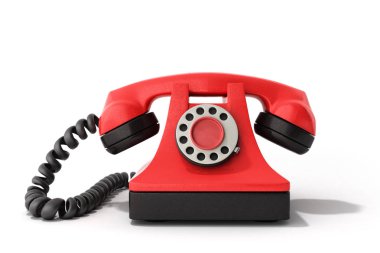 Hat kavramı kırmızı vintage telefon aramasý için iletişim sayfası ideal 3d alarak