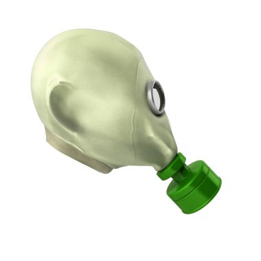 Beyaz bir arka plan üzerinde eski vintage gaz maskesi 3d render