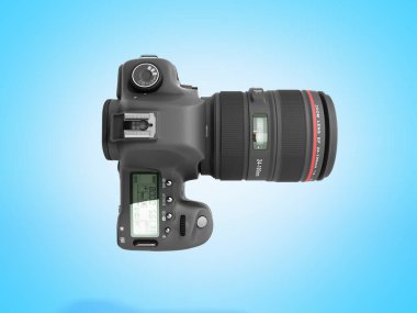 Fotoğraf kamera 3d render mavi zemin üzerine