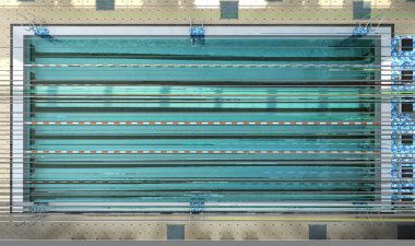 Yüzme Havuzu İçişleri 3d render resim