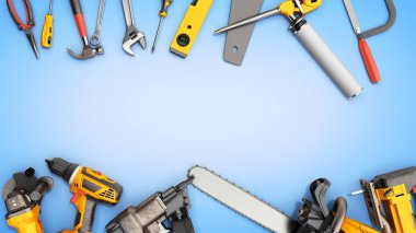 araçları 3d render mavi artalanla İnşaat