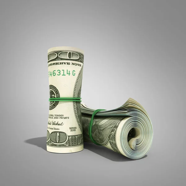 Pieniądze Sto Dolarów Bill Rol Kolekcji Renderowania Szary — Zdjęcie stockowe