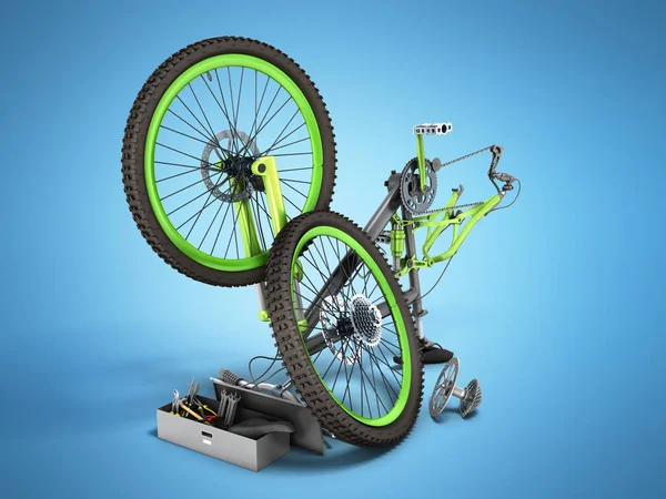 自転車修理の概念 のレンダリングにブルー — ストック写真
