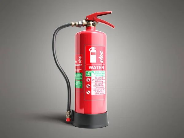 Víz Tűzoltó Készülék Render Szürke Háttér — Stock Fotó