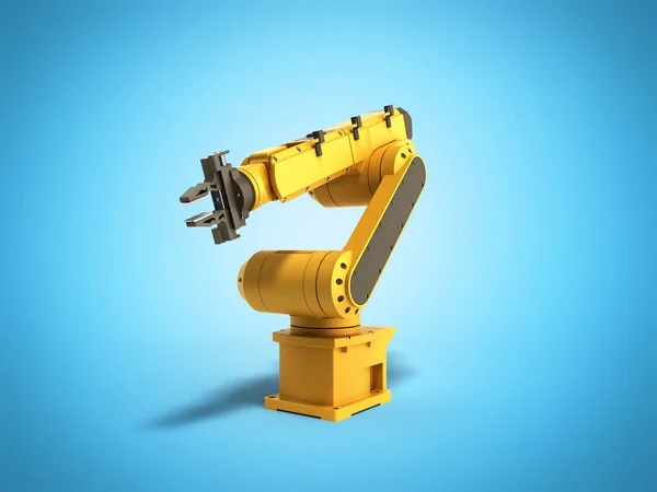 Industrial robot on blue background 3D rendering
