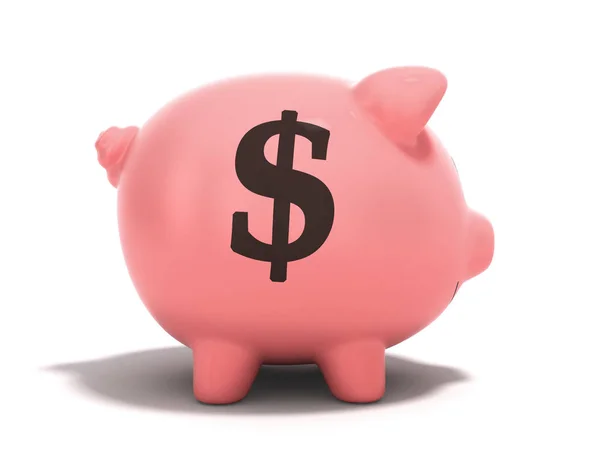 Dinheiro Piggy Bank Renderização Fundo Branco — Fotografia de Stock