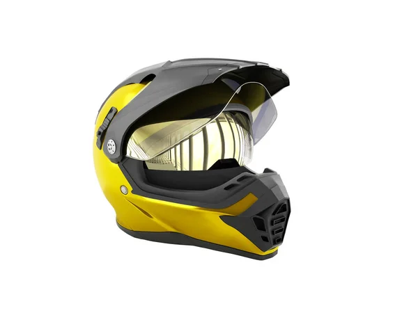 Yellow Motocross Helmet Render White Shadow — Stock Photo, Image