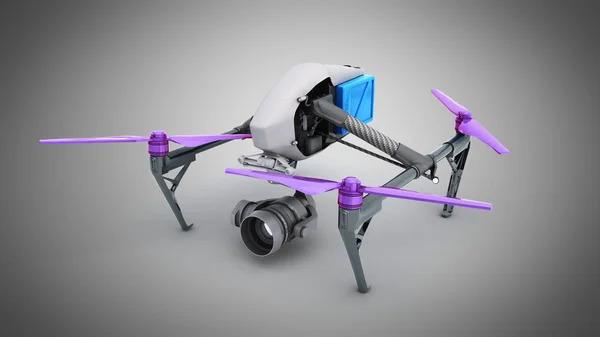 电影概念通用设计遥控空中无人驾驶飞机3D 渲染灰色 — 图库照片