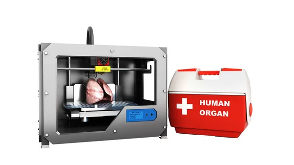Concepto Proceso Trasplante Creación Órganos Humanos Utilizando Ilustración Impresora Aislado —  Fotos de Stock